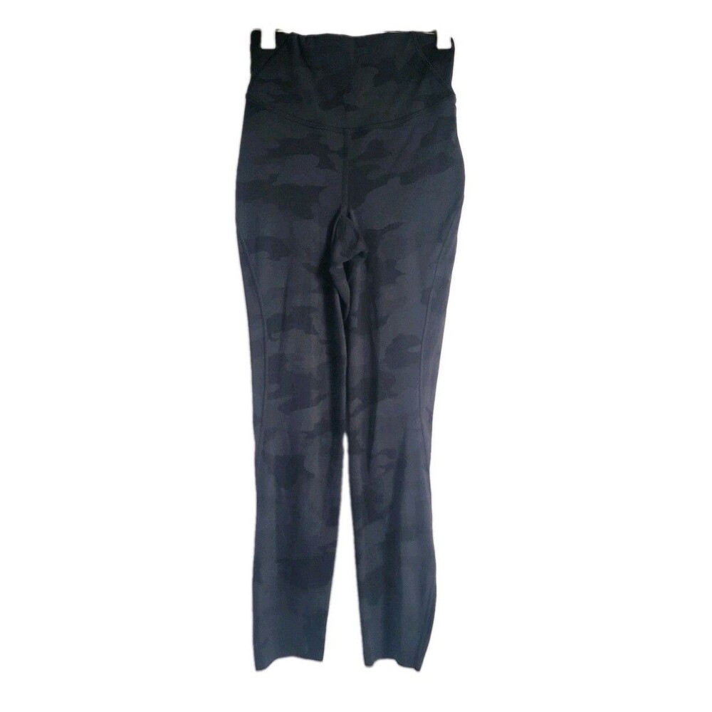 Lululemon Womens Base Wunder Pace Hi-Rise Crop Leggings Black Camo Size 0